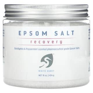 White Egret Personal Care, Epsom Salt, Bittersalz, Regeneration, Eukalyptus und Pfefferminze, 454 g (16 oz.)