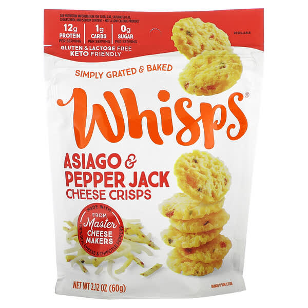 Whisps (ويسبس)‏, رقائق بطاطس أسياجو بالفلفل جاك ، 2.12 أونصة (60 جم)