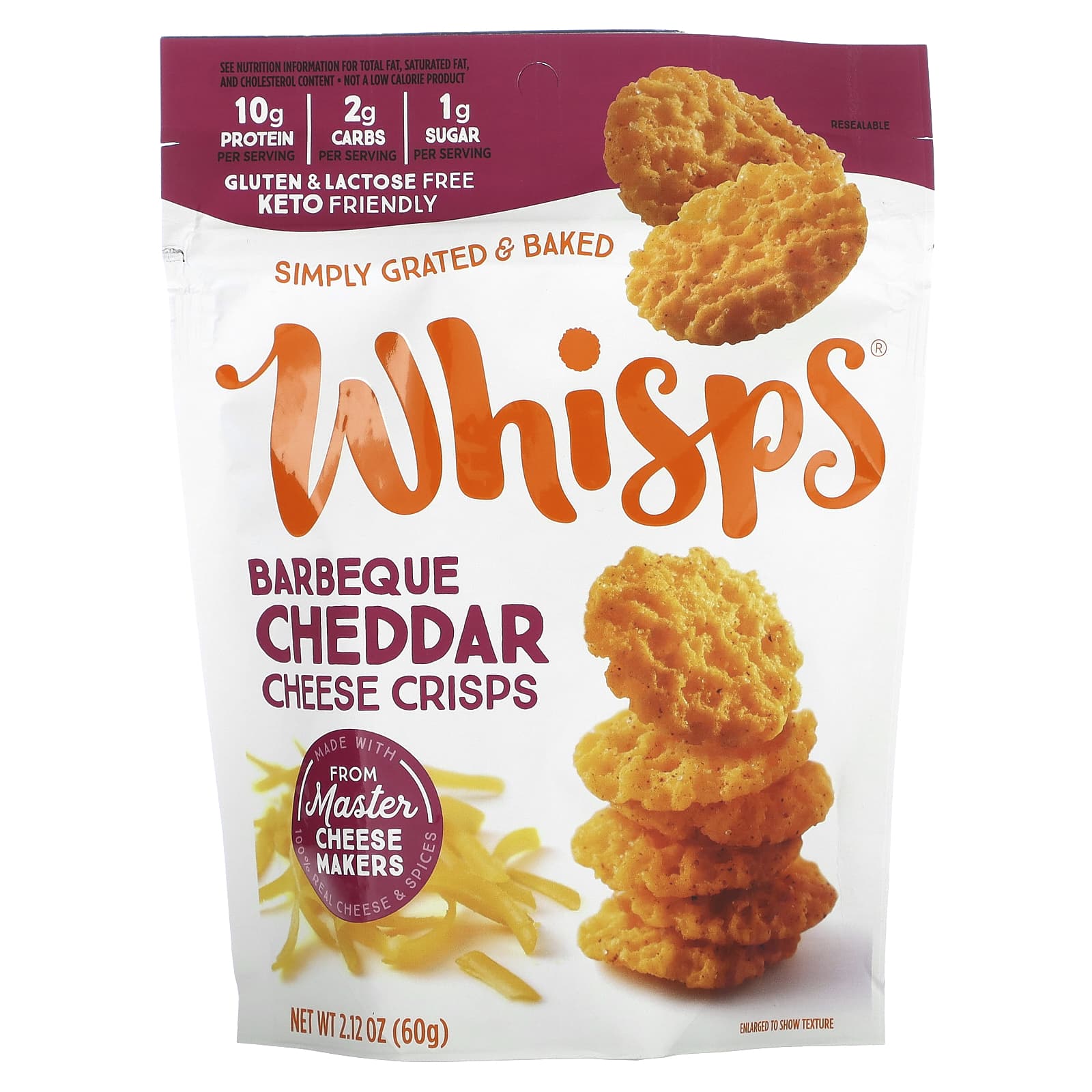 Whisps, Barbeque Cheddar Cheese Crisps, 2.12 Oz (60 G)