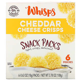 Whisps, Cheddar Cheese Crisps, Snack Packs, 6 Pouches, 0.63 oz (18 g) Each