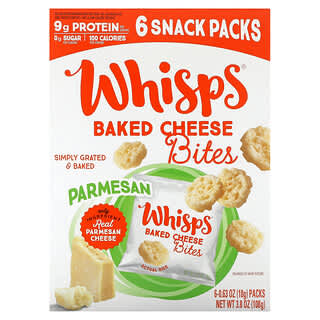 Whisps, Baked Cheese Bites, Parmesan, 6 Snack Packs, 0.63 oz (18 g) Each