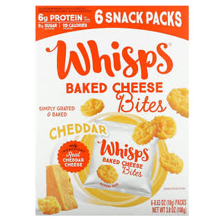 Whisps, Baked Cheese Bites, Cheddar , 6 Snack Packs, 0.63 oz (18 g) Each