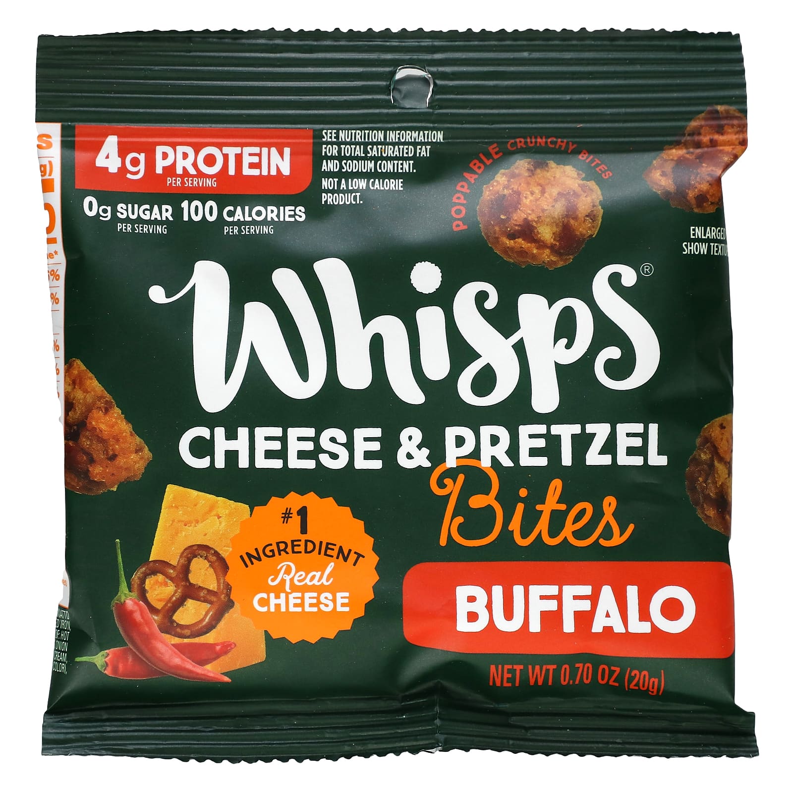 Whisps, Cheese & Pretzel Bites, Variety Pack, 6 Snack Packs, 0.7 oz (20