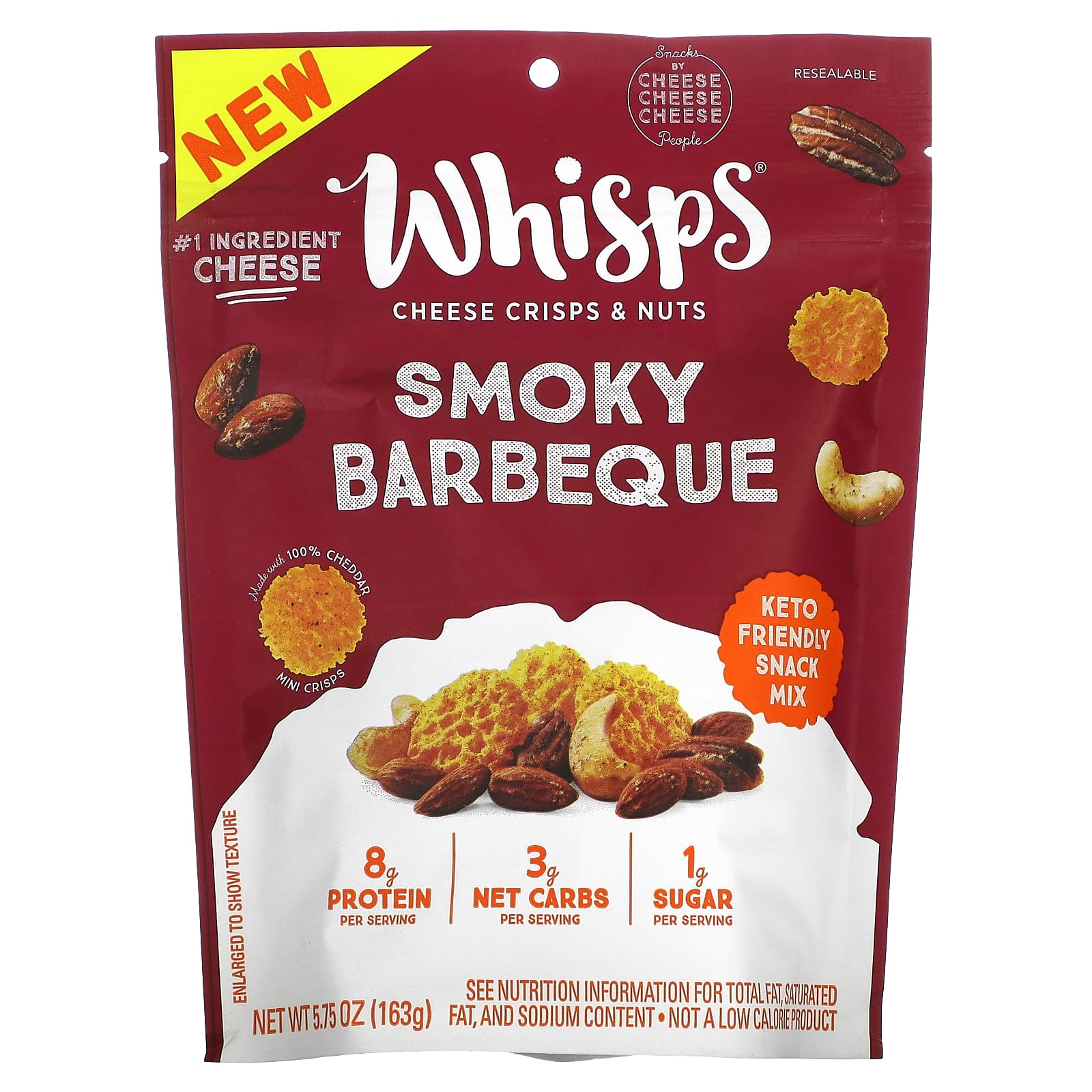 Whisps, 치즈 크리스프 & 너트, 스모키 바비큐, 163g(5.75oz)