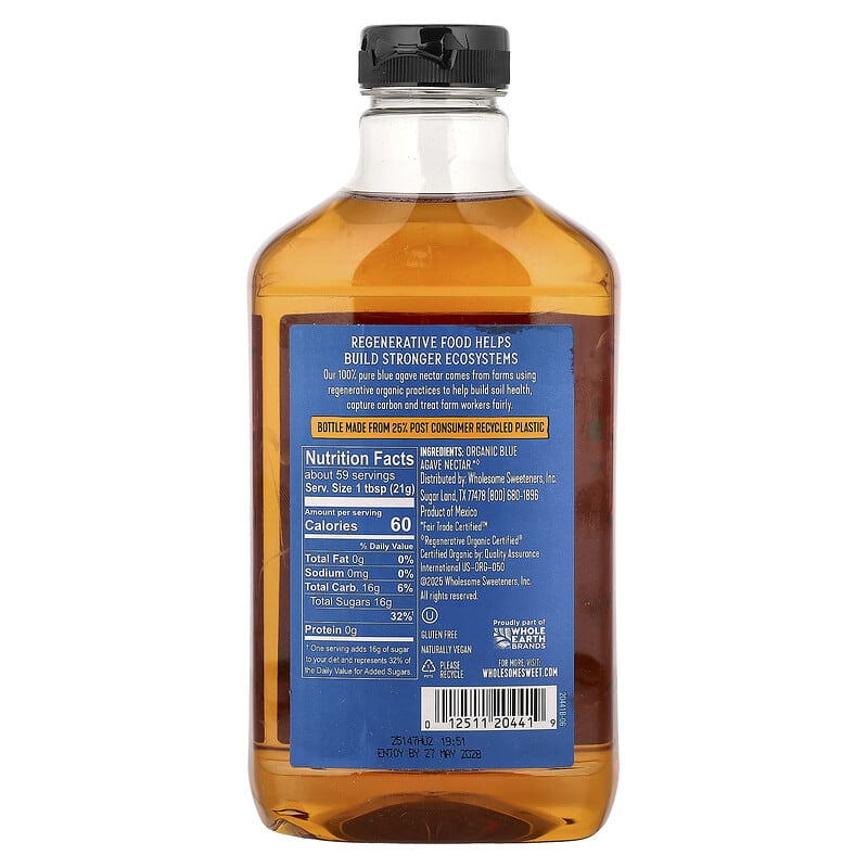 Organic Blue Agave Nectar, 44 oz (1.25 kg)