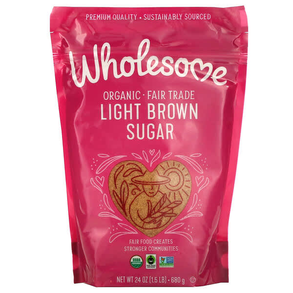 Wholesome Sweeteners‏, سكر بني فاتح عضوي 1.5 رطل، (24 أونصة) - 680 جم