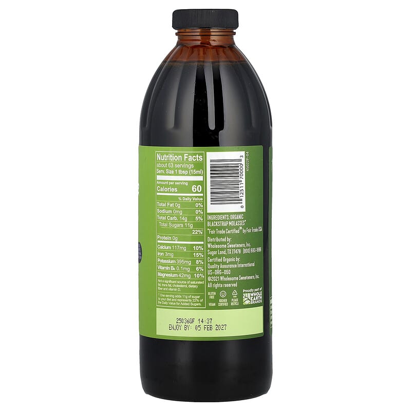 Melaza orgánica, Sin azufre, 944 ml (32 oz. Líq.)