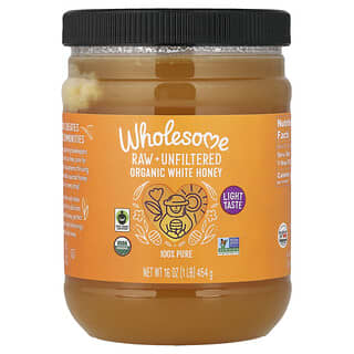 Wholesome Sweeteners, Organic White Honey, Raw + Unfiltered, 16 oz (454 g)