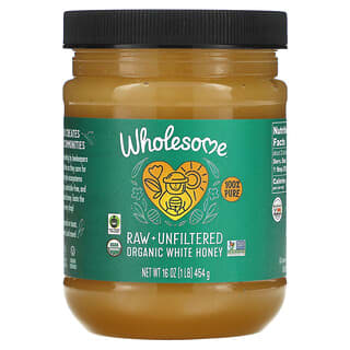 Wholesome Sweeteners, органический белый мед, сырой, нефильтрованный, 454 г (16 унций)