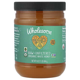 Wholesome Sweeteners, Miel blanc biologique pur et non filtré, 454 g