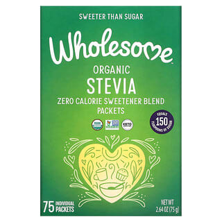 Wholesome Sweeteners, Organic Stevia,  Zero Calorie Sweetener Blend, 75 Pacotes Individuais, 75 g (2,65 oz)