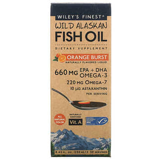 Wiley's Finest, Aceite de pescado salvaje de Alaska, Explosión de naranja, 250 ml (8,45 oz. Líq.)