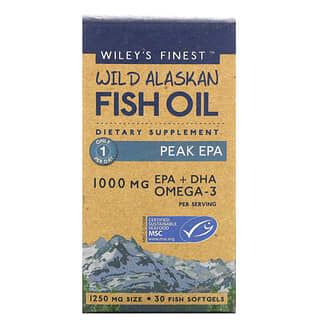 Wiley's Finest, Huile de poisson sauvage d'Alaska, Peak EPA, 1000 mg, 30 capsules à enveloppe molle de poisson