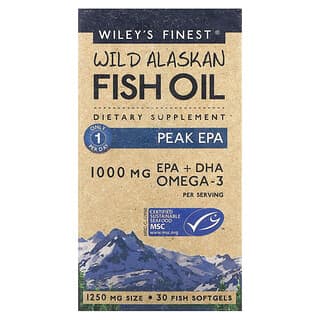 Wiley's Finest, Wild Alaskan Fish Oil, Peak EPA, 30 Softgels