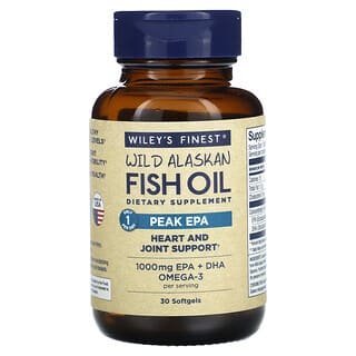 Wiley's Finest (ويليز فاينست)‏, زيت السمك الألاسكي البري ، Peak EPA ، 30 كبسولة هلامية
