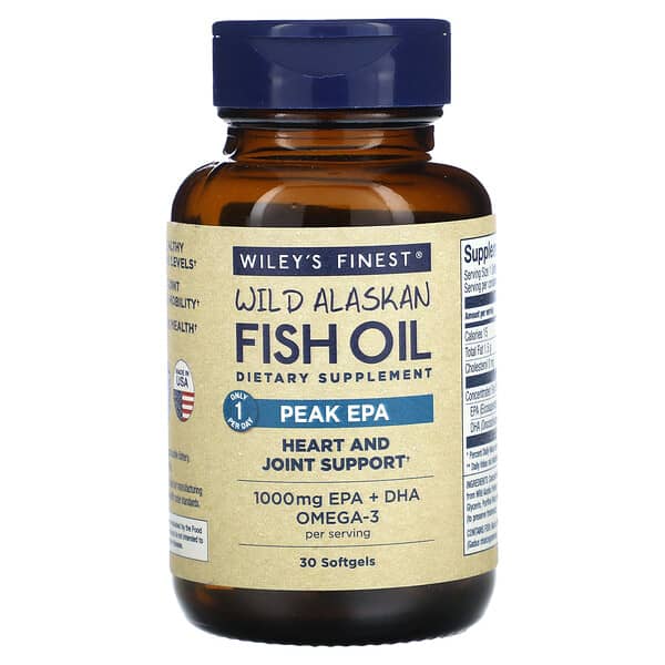 Wiley's Finest, 野生阿拉斯加魚油，Peak EPA，1000 毫克，30 粒魚軟凝膠