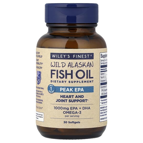 Wiley's Finest, 자연산 알래스카 피쉬 오일, 에이코사펜타엔산 최고 함량, 소프트젤 30정
