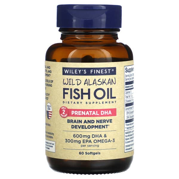 Wiley's Finest, 野生阿拉斯加魚油軟膠囊，孕期DHA，600 mg，60粒