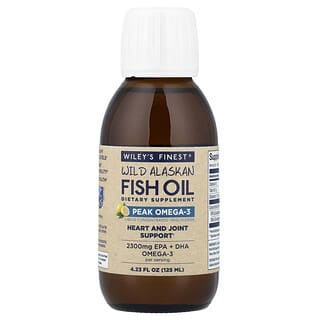 Wiley's Finest, Wild Alaskan Fish Oil, Peak Omega-3, Natural Lemon, 2,300 mg, 4.23 fl oz (125 ml)