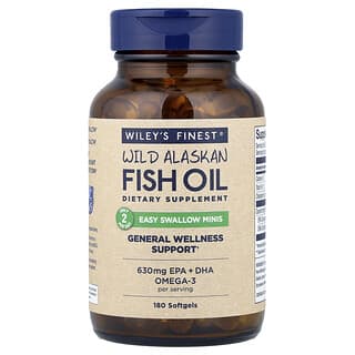 Wiley's Finest, 野生阿拉斯加魚油，易吞嚥微型，630 毫克，180 粒軟凝膠