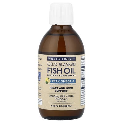 Wiley's Finest, Huile de poisson sauvage d'Alaska, Peak Omega-3 liquide, Citron naturel, 2