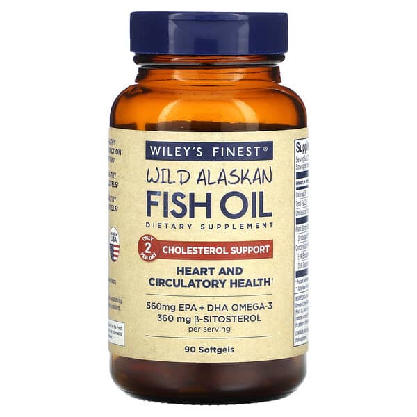 Wiley's Finest, 野生阿拉斯加魚油，膽固醇幫助，800 毫克，90 粒軟凝膠