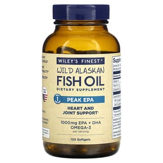 Wiley's Finest (ويليز فاينست)‏, زيت السمك الألاسكي البري ، Peak EPA ، 120 كبسولة هلامية