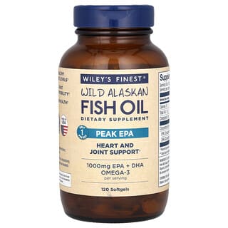 Wiley's Finest, Wild Alaskan Fish Oil, Peak EPA, 1250 mg, 120 рибени меки капсули