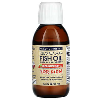 Wiley's Finest, Wild Alaskan Fish Oil For Kids!, Beginner's DHA, Strawberry Watermelon, 650 mg, 4.23 fl oz (125 ml)