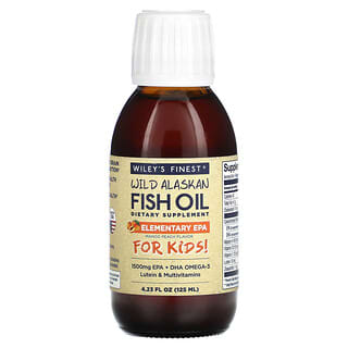 Wiley's Finest, Wild Alaskan Fish Oil For Kids!, Elementary EPA, Mango Peach, 1,500 mg, 4.23 fl oz (125 ml)