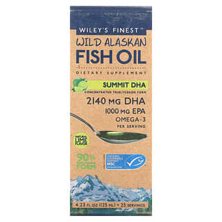 Wiley's Finest, 野生阿拉斯加魚油，峰值 DHA 天然檸檬味，4.23 盎司（125 毫升）