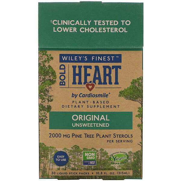 Wiley's Finest‏, Bold Heart by Cardiosmile, Original Unsweetened, 30 Liquid Stick Packs, 0.36 fl oz (10.5 ml) Each