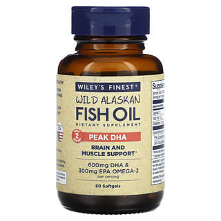 Wiley's Finest, Wild Alaskan Fish Oil, Peak DHA, 60 Softgels