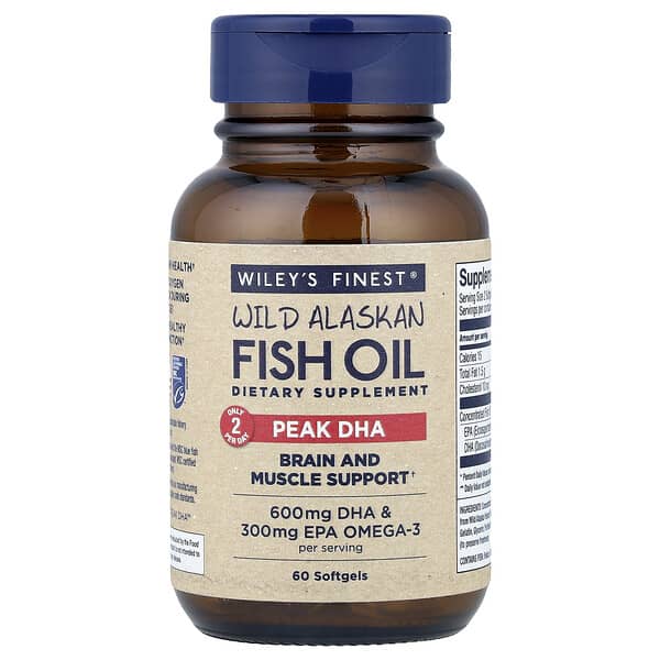 Wiley's Finest, 야생 알래스카 피쉬 오일, DHA 최고 품질, 소프트젤 60정