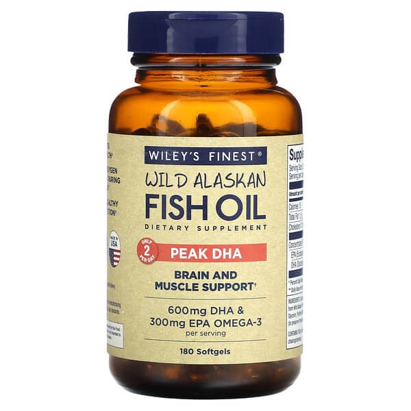Wiley's Finest, 野生阿拉斯加魚油，Peak DHA，180 粒軟凝膠