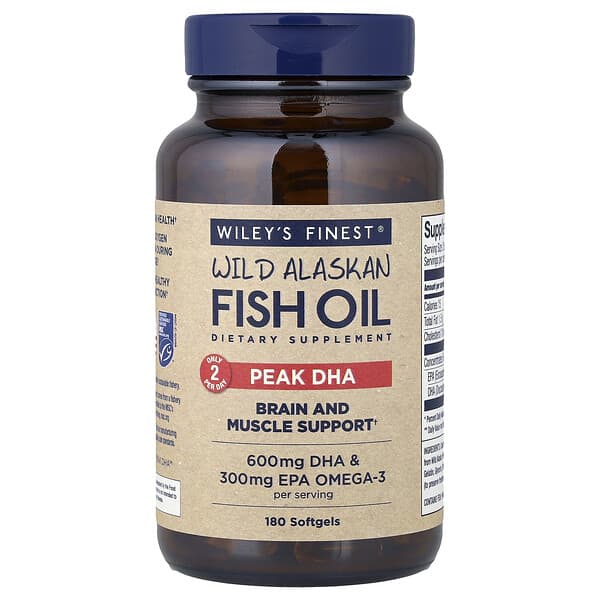 Wiley's Finest, 자연산 알래스카 피쉬 오일, 도코사헥사엔산 최고 함량, 소프트젤 180정
