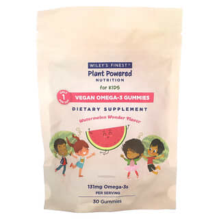 Wiley's Finest, Plant Powered Nutrition, Vegan Omega-3 Gummies, For Kids, Watermelon Wonder, 131 mg, 30 Gummies