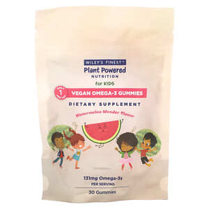 Wiley's Finest, Plant Powered Nutrition，全素 Omega-3 软糖，适合儿童，Watermelon Wonder，131 毫克，30 粒