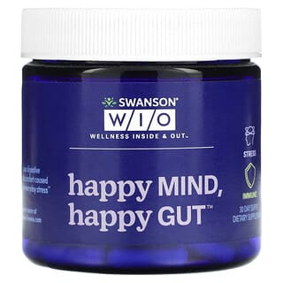 Swanson WIO, Happy Mind, Happy Gut（ハッピーマインド、ハッピーガット）、ベジカプセル30粒