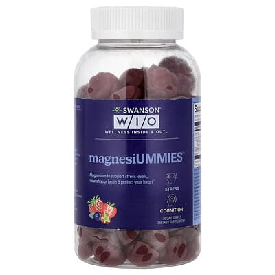 Swanson WIO, Magnesiummies™, Assorted Berry Flavor, 60 Gummies (100 mg each gummy)