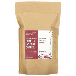 Waka Coffee, Café Instantâneo 100% arábica, colombiano liofilizado, torra média, descafeinado, 226 g (8 oz)