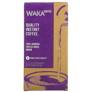 Waka Coffee, قهوة عربية سريعة التحضير 100%، هندية، تحميص خفيف، 8 أكياس، 0.1 أونصة (2.8 جم) لكل كيس
