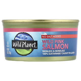 Wild Planet, Salmón rosado silvestre, Sin sal agregada, 170 g (6 oz)
