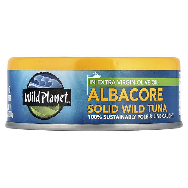 Wild Planet, Atún salvaje sólido albacora en aceite de oliva extra virgen, 140 g (5 oz)