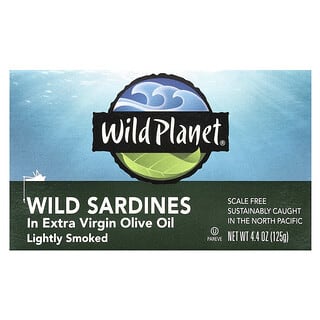 Wild Planet, Wild Sardines In Extra Virgin Olive Oil, Lightly Smoked, 4.4 oz (125 g)