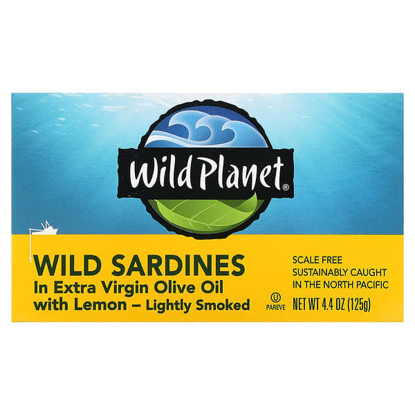 Wild Planet, レモン配合エクストラバージンオイル漬けイワシ, 4.4オンス (125 g)