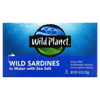 Wild Planet, سردين بري في الماء مع أملاح البحر، 4.4 أونصة (125 غ)