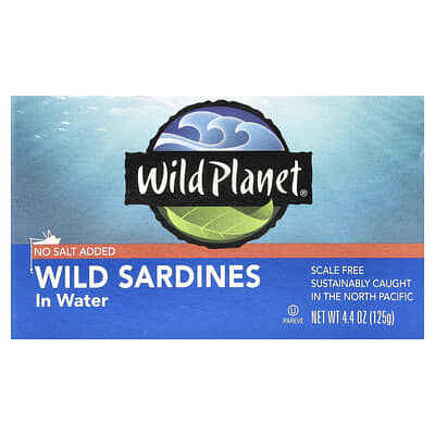 Wild Planet, 水浸野生沙丁魚，無新增鹽，4.4 盎司（125 克）