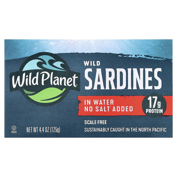 Wild Planet (와일드 플래닛), 자연산 정어리, 물 베이스, 소금 무첨가, 125g