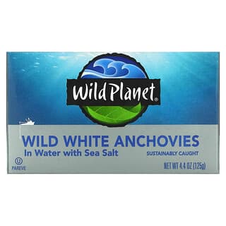 Wild Planet, Anchoas blancas silvestres en agua con sal marina, 125 g (4,4 oz)